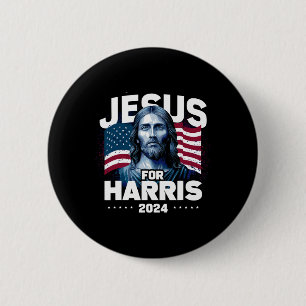 Badge Rond 5 Cm Jesus For Harris Kamala 2024