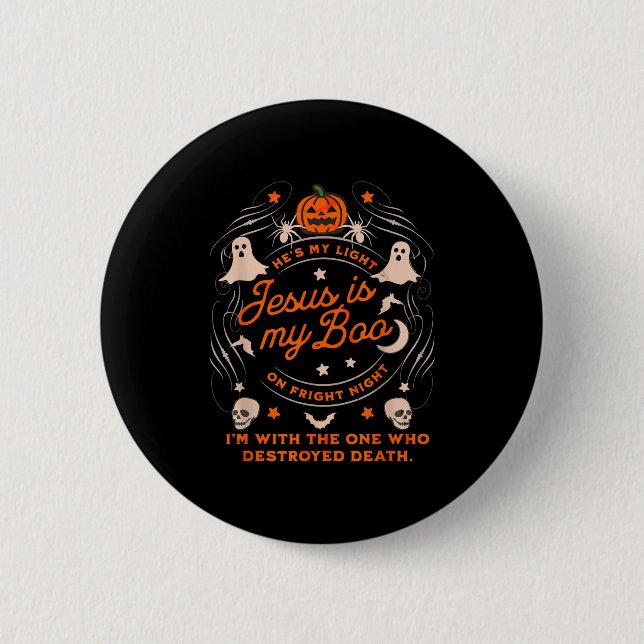 Badge Rond 5 Cm Jesus Is My Boo Soky Christian Funny Halloween  (Devant)