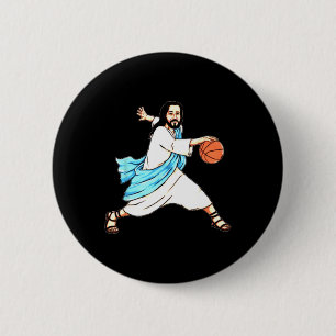 Badge Rond 5 Cm Jésus Jouer Bysketbyll Fun Noël