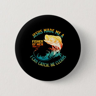 Badge Rond 5 Cm Jésus M'A Fait Une Bible Fisher Verse Mark 1_17 Po