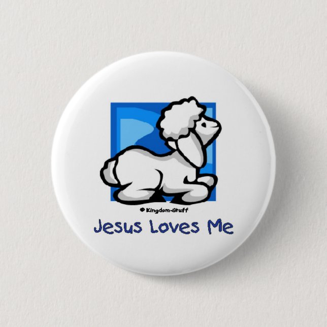 Badge Rond 5 Cm Jésus m'aime agneau (Devant)