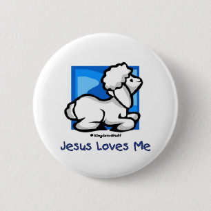 Badge Rond 5 Cm Jésus m'aime agneau