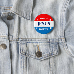 Badge Rond 5 Cm Jésus maintenant et pour toujours
