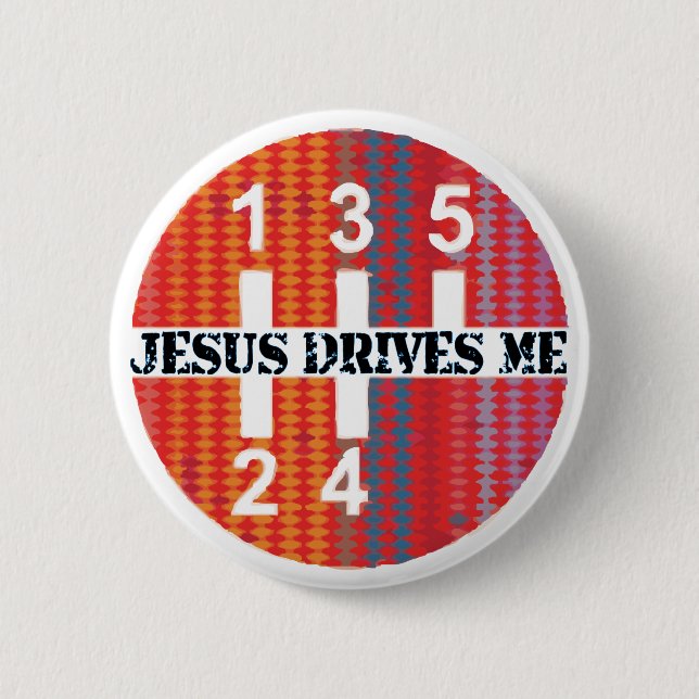 Badge Rond 5 Cm Jésus me conduit bouton chrétien (Devant)