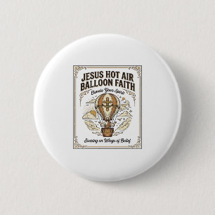 Badge Rond 5 Cm Jésus Montgolfière Foi Jésus Montgolfière