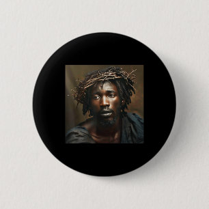 Badge Rond 5 Cm Jésus Noir, Christianisme, Église, Christ, Jésus