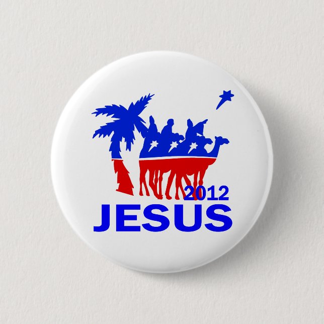 Badge Rond 5 Cm Jésus pour le président 2012 (Devant)