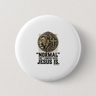 Badge Rond 5 Cm Jésus Revient Croix Lion Chemise Chrétienne