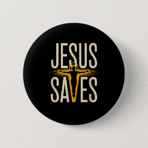 Badge Rond 5 Cm Jésus Sauve Foi Chrétienne Dévotion Croyant 