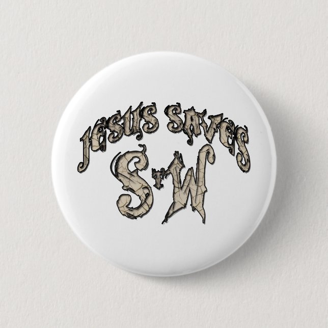 Badge Rond 5 Cm Jésus sauve répandre la parole (Devant)