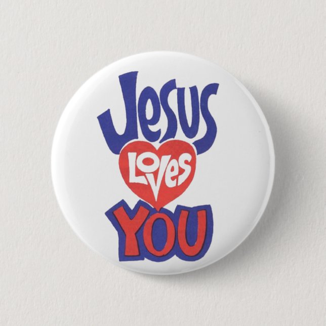 BADGE ROND 5 CM JÉSUS VOUS AIME BOUTON (Devant)