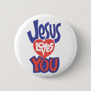 BADGE ROND 5 CM JÉSUS VOUS AIME BOUTON