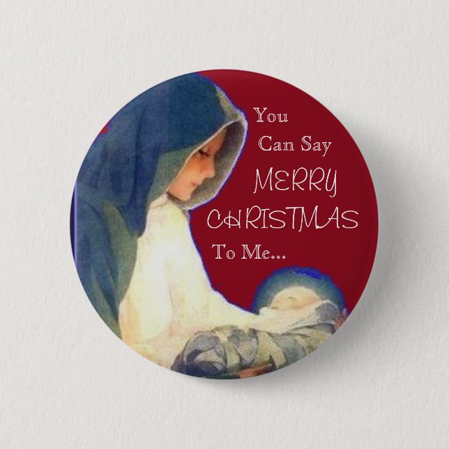 Badge Rond 5 Cm Jésus, vous, pouvez dire, JOYEUX, NOËL, à moi… (Devant)