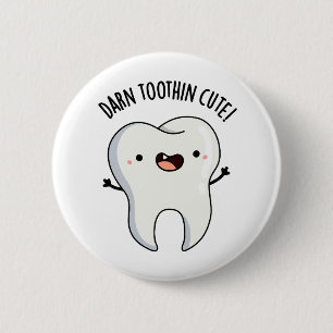 Badge Rond 5 Cm Jeu de dent foncé dans mignon amusant