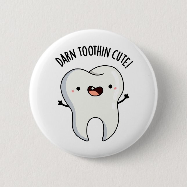 Badge Rond 5 Cm Jeu de dent foncé dans mignon amusant (Devant)