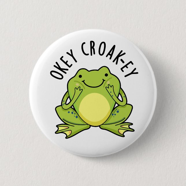 Badge Rond 5 Cm Jeu de grenouille de l'oeuf Croak-ey drôle (Devant)