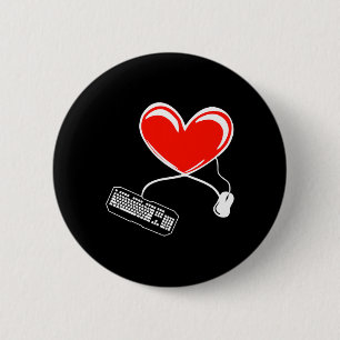 Badge Rond 5 Cm Jeu Vidéo Clavier Et Souris De Gamer Coeur Jeu L