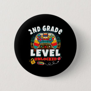 Badge Rond 5 Cm Jeu vidéo déverrouillé de 2e année Retour à l'écol