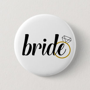 Badge Rond 5 Cm Jeune mariée avec l'anneau