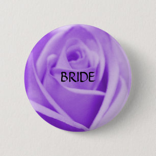 Badge Rond 5 Cm JEUNE MARIÉE - bouton rose de lavande