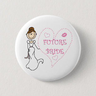 Badge Rond 5 Cm Jeune mariée d'avenir de brune