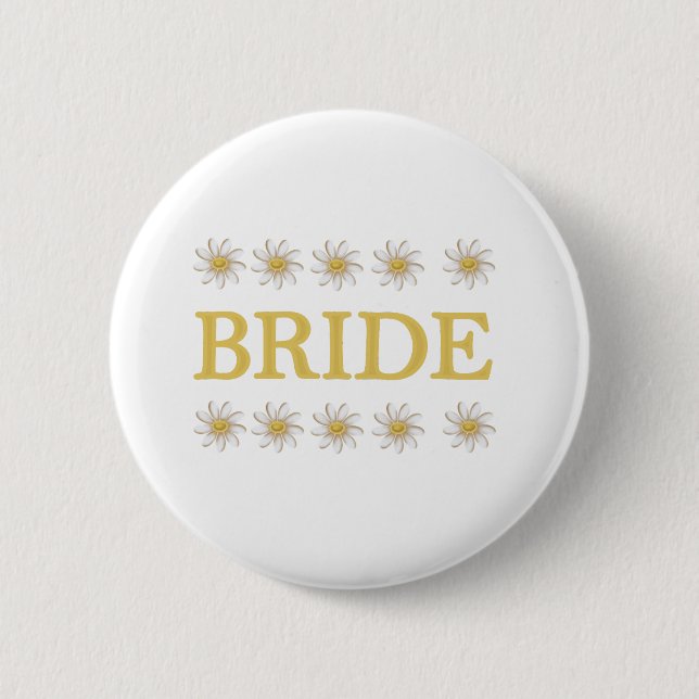 Badge Rond 5 Cm Jeune mariée de marguerites (Devant)
