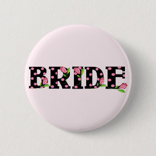 Badge Rond 5 Cm JEUNE MARIÉE de tulipe