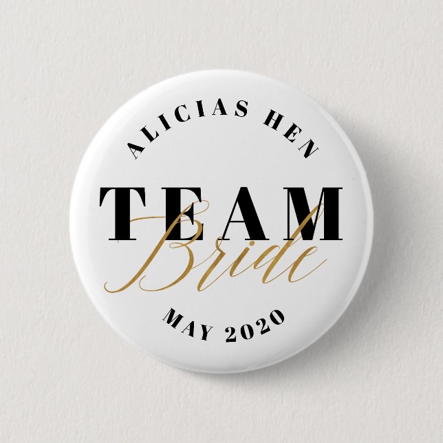 BADGE ROND 5 CM JEUNE MARIÉE D'ÉQUIPE (Devant)