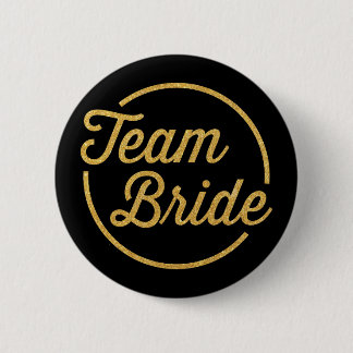Badge Rond 5 Cm {Jeune mariée d'équipe} or scintillant