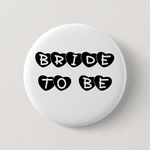 Badge Rond 5 Cm Jeune mariée noire de coeurs à être