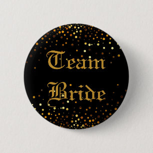 Badge Rond 5 Cm Jeune mariée noire d'équipe de mariage d'aluminium