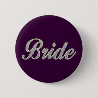 Badge Rond 5 Cm Jeune mariée pourpre foncée avec bling