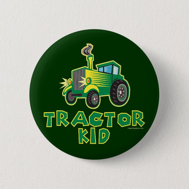 Badge Rond 5 Cm Jeune Tracteur vert (Devant)