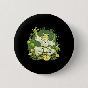 Badge Rond 5 Cm Jiu-Jitsu Floral MMA Crapaud Taekwondo Grenouille 