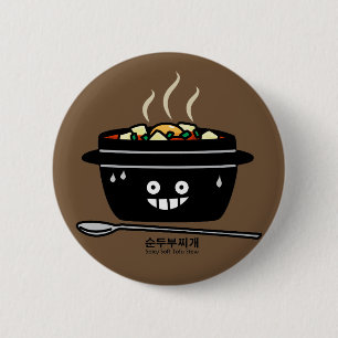 Badge Rond 5 Cm Jjigae doux épicés coréens de Sundubu de soupe à