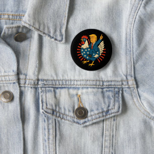 Badge Rond 5 Cm Jockey de poulet Trump Mème amusant