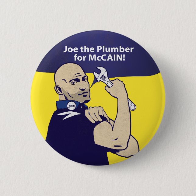 Badge Rond 5 Cm Joe le bouton de plombier (Devant)