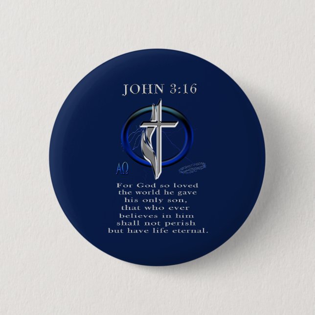Badge Rond 5 Cm John 3:16 Boutons (Devant)