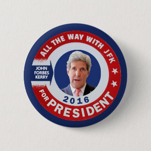 Badge Rond 5 Cm John Kerry pour le président 2016