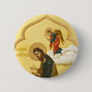 Badge Rond 5 Cm John l'icône russe baptiste