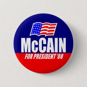 Badge Rond 5 Cm John McCain pour le président 08 bouton