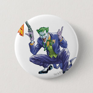 Badge Rond 5 Cm Joker avec fausse arme