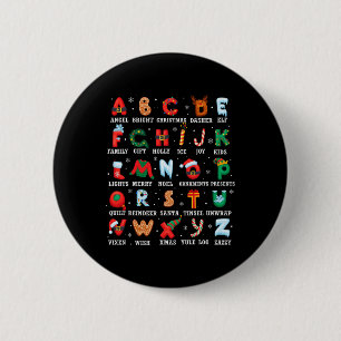 Badge Rond 5 Cm Joli Alphabet de Noël Kindergarten Thé préscolaire