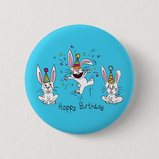 Badge Rond 5 Cm Joli Anniversaire Lapin lapins Enfants (Devant)