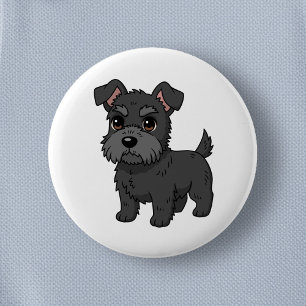 Badge Rond 5 Cm Joli chien Terrier Écossais noir