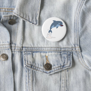 Badge Rond 5 Cm Joli Dauphin Caricature Amusant