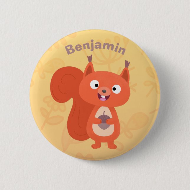 Badge Rond 5 Cm Joli dessin animé d'écureuil roux (Devant)