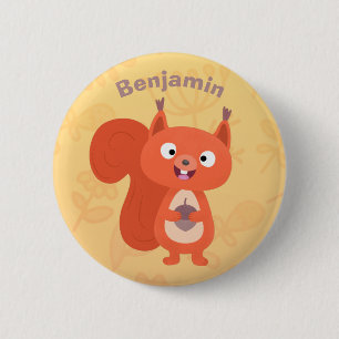Badge Rond 5 Cm Joli dessin animé d'écureuil roux