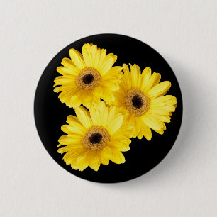 Badge Rond 5 Cm Joli Gerber Daisy Jaune Grosse Photo