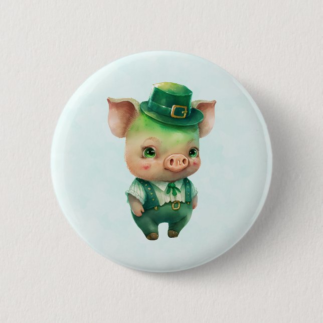 Badge Rond 5 Cm Joli Green St. Patrick's Day Pig (Devant)